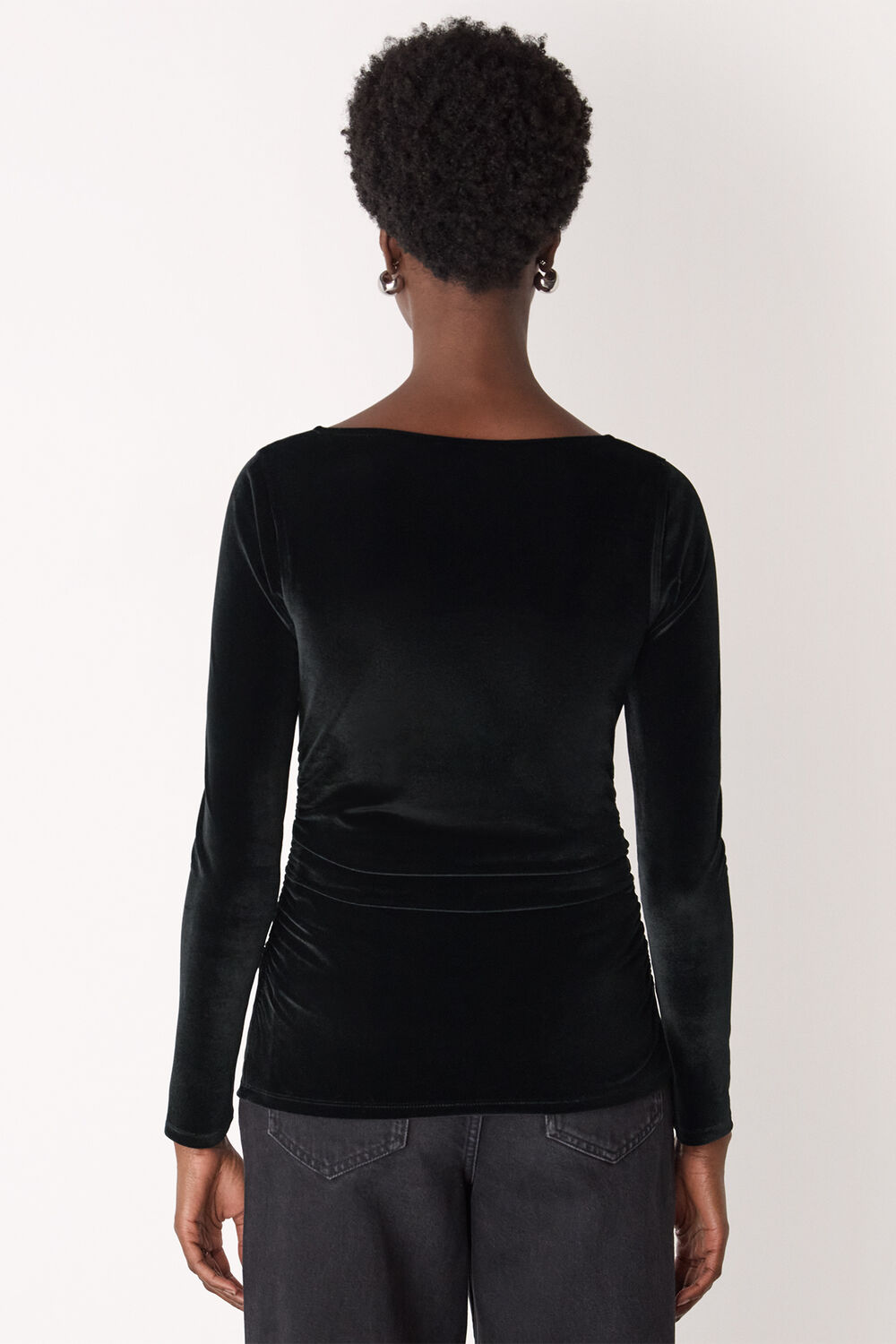 Straight Neck Velvet Top